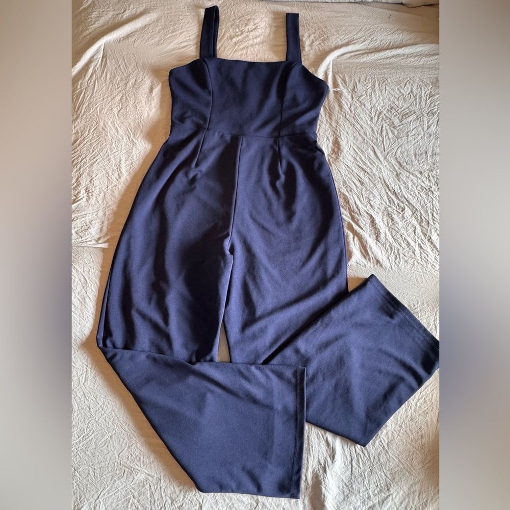 Marina Navy Blue Sleeveless Wideleg Lined Jumpsuit Size 14 NWOT